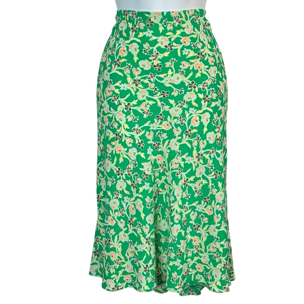 LOFT Outlet Floral Peach & Green A Line Skirt